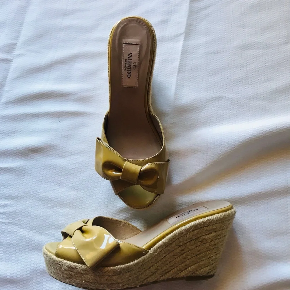 Valentino Yellow Wedge Sandals